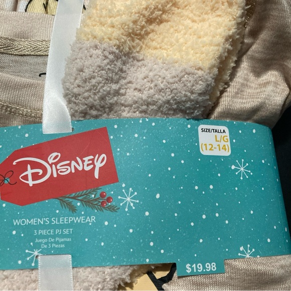 New WOMENS 3 Pc Pajama Set DISNEY WINNIE THE POOH SIZE L LARGE (12-14) W/SOCKS - Picture 9 of 9